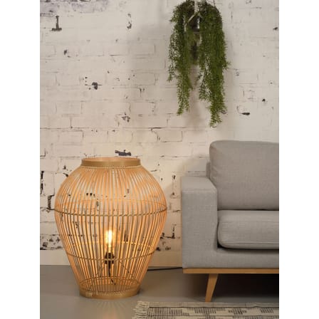 Lampe à poser Tuvalu Large fibre végétale beige bois naturel / Bambou - H 70 cm / Seconde vie - GOOD&MOJO