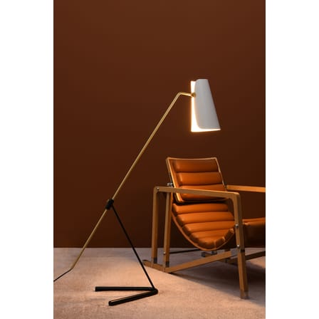 Lampadaire G21 blanc or métal / Liseuse - Réédition 1951, Pierre Guariche - SAMMODE STUDIO
