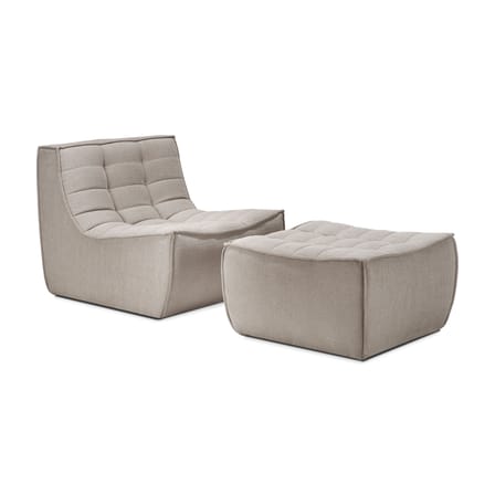 Pouf N701 tissu beige / 70 x 70 cm - Coton recyclé - Ethnicraft