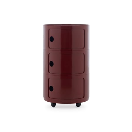 Rangement Componibili New Big plastique rouge / 3 tiroirs - Ø 42 x H 69,5 cm - Kartell