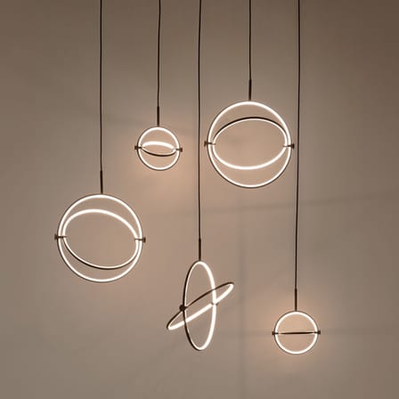 Suspension Maru Mini LED métal noir / Anneaux modulables - Ø 23 cm - 101 COPENHAGEN