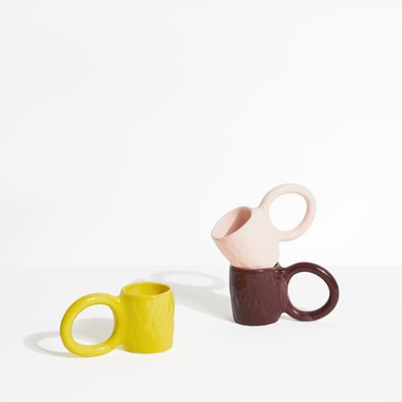 Tasse à café Donut Medium céramique jaune / Ø 8 x H 9 cm - Petite Friture