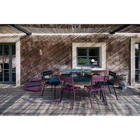Banc avec dossier Luxembourg métal bleu / 3 places - L 118 cm - Fermob