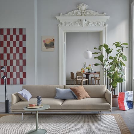 Coussin Mingle tissu beige / 55 x 35 cm - Bicolore - Muuto