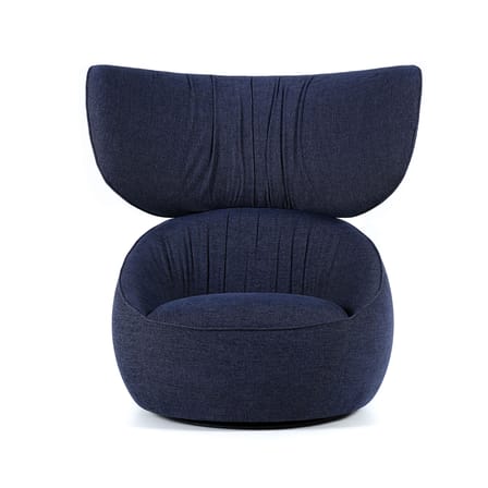 Fauteuil rembourré Hana tissu bleu / Dossier haut - Velours - Avant-première - Moooi
