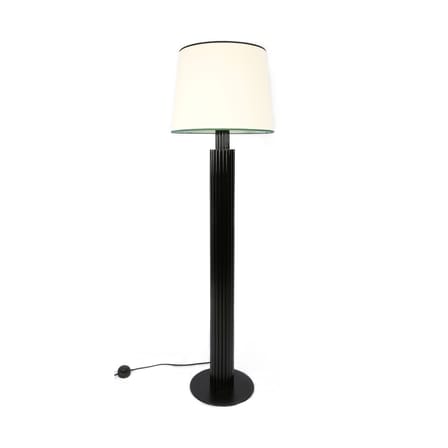 Lampadaire Riviera tissu bois blanc noir / Rotin & coton - H 155 cm - Maison Sarah Lavoine