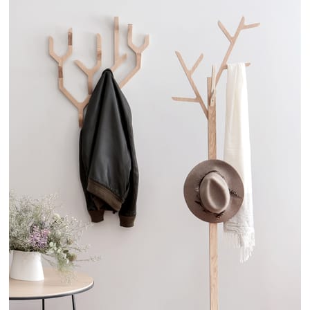 Portemanteau sur pied Ambroise bois naturel / H 158 cm - Chêne - Hartô