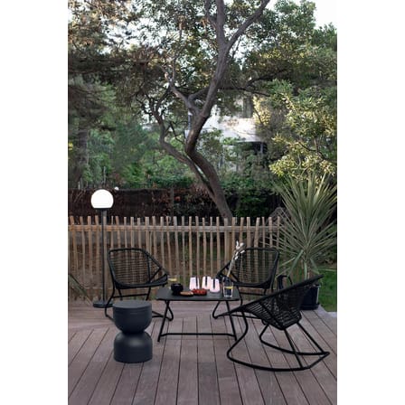 Sixties Rocking chair plastic material black / Flexible woven plastic seat - Fermob