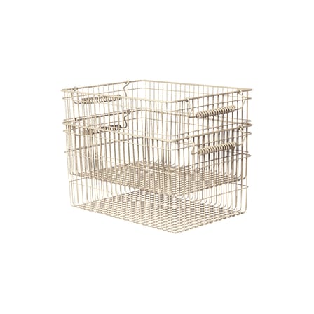 Cala Stackable basket metal beige / Set of 2 -36 x 26 x H 20 cm - Ferm Living