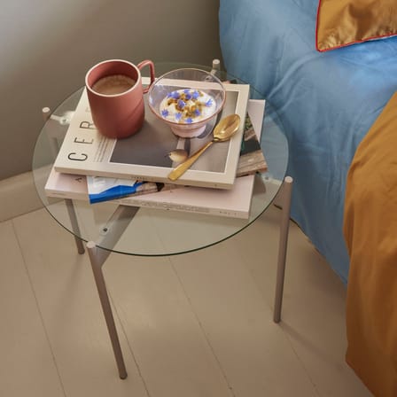 Table d'appoint Beam verre beige / Ø 45 x H 42 cm - HÜBSCH