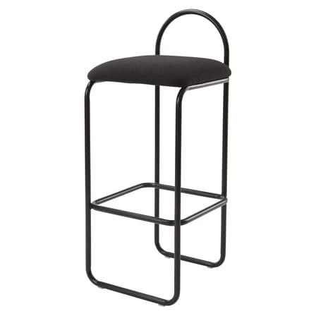 Tabouret de bar rembourré Angui Large tissu gris / H 75 cm - Tissu polyester recyclé - AYTM