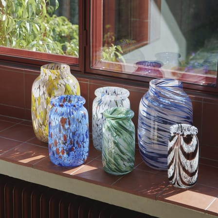 Vase Splash Roll Neck Medium verre blanc / Ø 14,5 x H 22,5 cm - Fait main - Hay