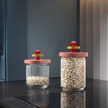 Bocal hermétique Twergi verre bois rose / 75cl - By Ettore Sottsass / Alessi 100 Values Collection - Alessi