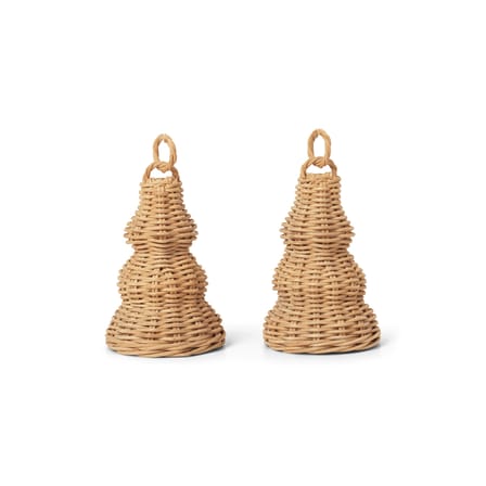 Boule de Noël Braided fibre végétale marron / Set de 2 - Rotin tressé main - Ferm Living
