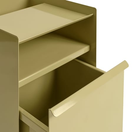 Desserte à roulettes Folded Low métal vert / 1 porte - H 61,5 cm - Muuto