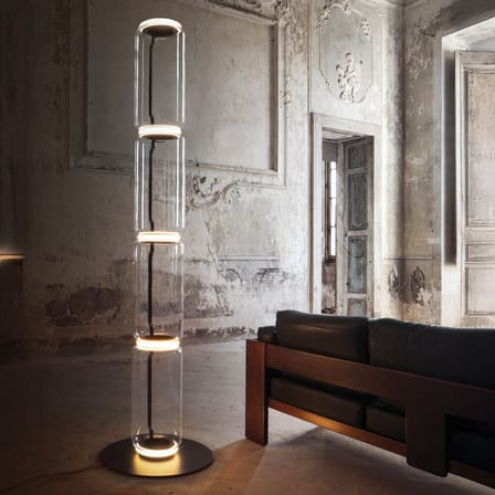 Lampadaire Noctambule Cylindre 3 verre transparent / LED - H 217 cm - Flos