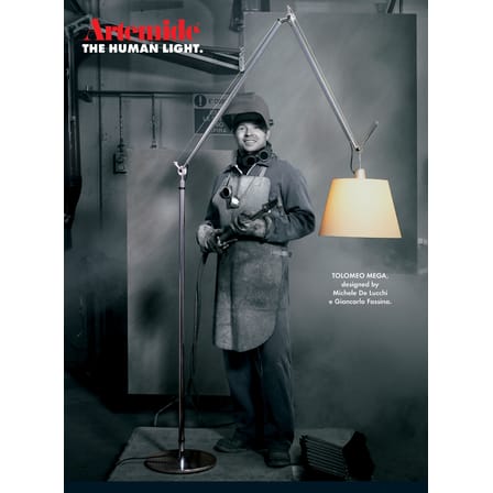 Lampadaire Tolomeo Mega métal papier beige / Ø 36 cm - H 148 à 327 cm - Artemide