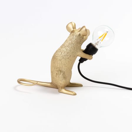 Lampe de table Mouse Sitting #2 / Souris assise plastique or / Câble USB - Seletti