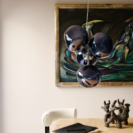 Melt Chandelier Mini Pendant plastic material grey / LED - Ø 54 x H 63 cm / Metallised polycarbonate (color change) - Tom Dixon