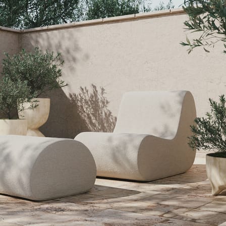 Pouf d'extérieur Rouli tissu blanc - Ferm Living