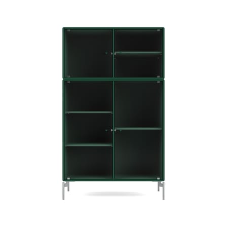 Geschirrschrank Ripple III holz grün / Vitrine - B 69,6 x T 38 x H 105 cm / Wellglas - MONTANA