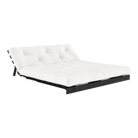 Schlafcouch Roots holz weiß / B 160 cm - 3 Positionen / Schwarze Struktur - KARUP