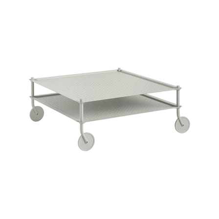 Table basse Flow métal gris / 95 x 95 x H 45 cm - Roulettes - Muuto