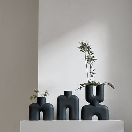 Vase Cobra Double Mini céramique noir / L 22 x H 28 cm - 101 COPENHAGEN