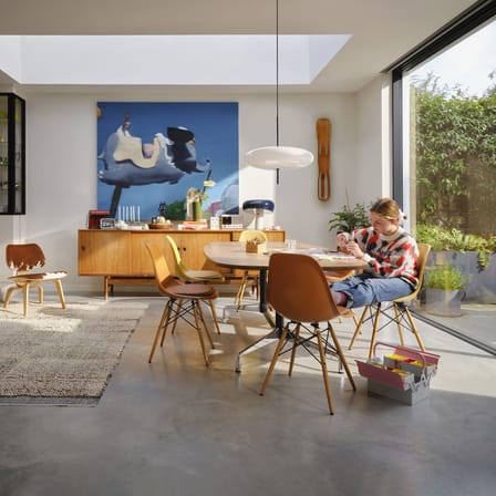 Chaise DSW - Eames Fiberglass Side Chair plastique jaune / (1950) - Bois clair - Vitra