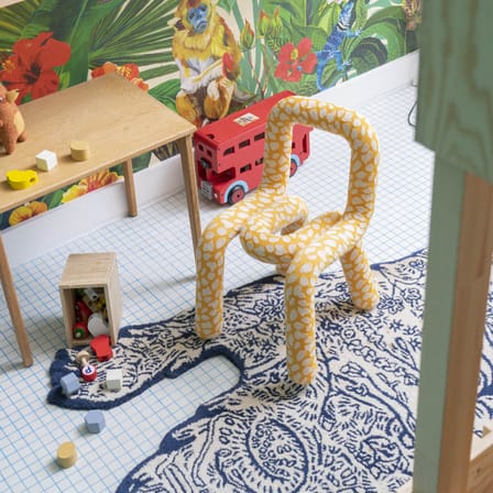 Chaise enfant Mini Bold tissu jaune / Rembourrée - Moustache