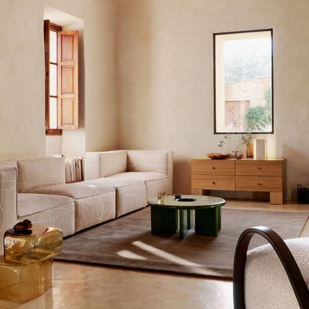 Couchtisch Deya stein grün / Ø 80 x H 32 cm - Emaillierter Beton - Ferm Living