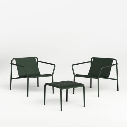 Fauteuil bas Panorama métal vert - TIPTOE
