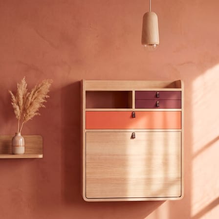 Secrétaire mural Gaston bois orange / L 60 x H 72 cm - Hartô