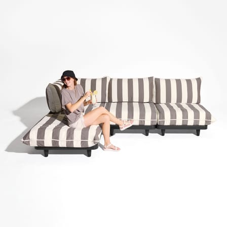 Canapé de jardin modulable Paletti set tissu marron / Accoudoir gauche - L 280 x 190 cm - Fatboy