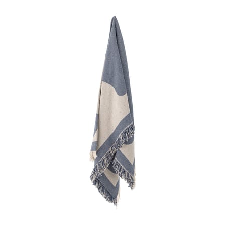Plaid Ethan tissu bleu / 160 x 130 cm - Coton recyclé - Bloomingville