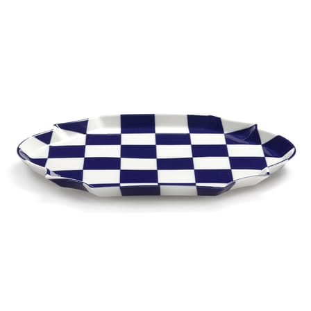 Assiette de présentation Fête des Bêtes céramique bleu / 36,6 x 26,5 cm - Serax