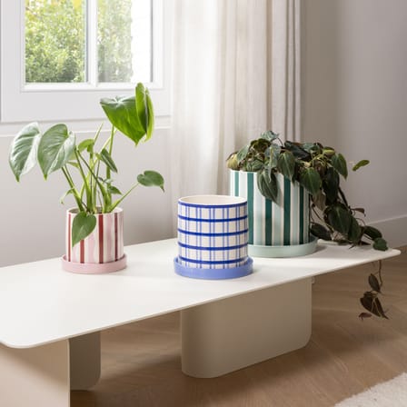 Blumentopf Clash keramik rosa / Mit Untertasse - Ø 15,5 x H 13,5 cm - & klevering