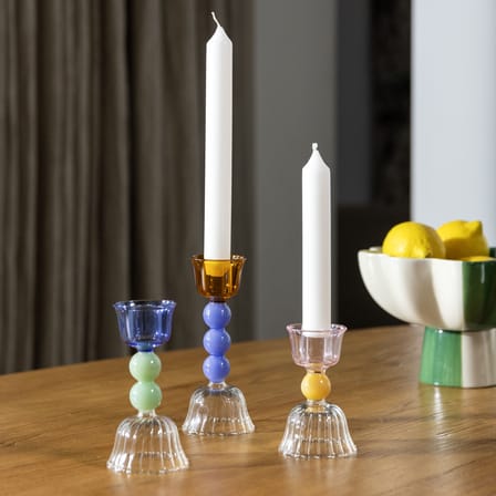 Bougeoir Perle Large verre multicolore / H 14,5 cm - & klevering