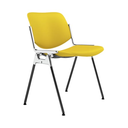 Chaise rembourrée DSC 106 tissu jaune / Giancarlo Piretti, 1965 - ANONIMA CASTELLI