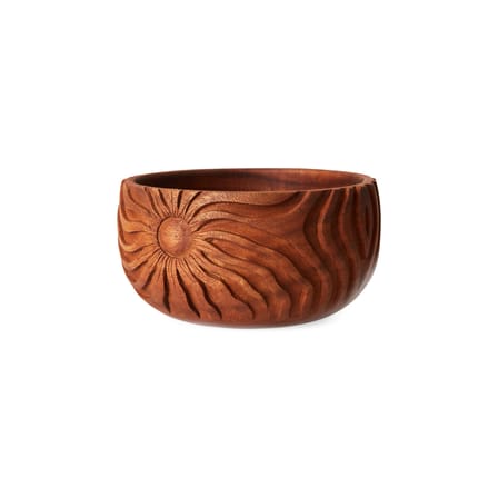 Coupe Carved Medium bois marron / Ø 15 x H 8 cm - Sculpté main - HK LIVING