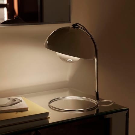 Lampe de table Flowerpot VP4 métal gris-beige / H 36 cm - By Verner Panton, 1968 - &tradition