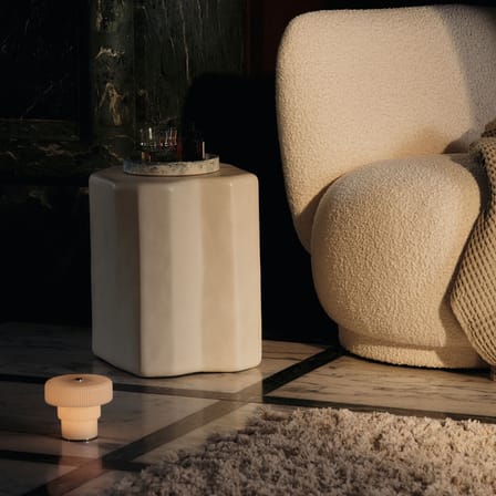 Lampe sans fil rechargeable Ripple LED verre blanc / H 10 cm - Ferm Living