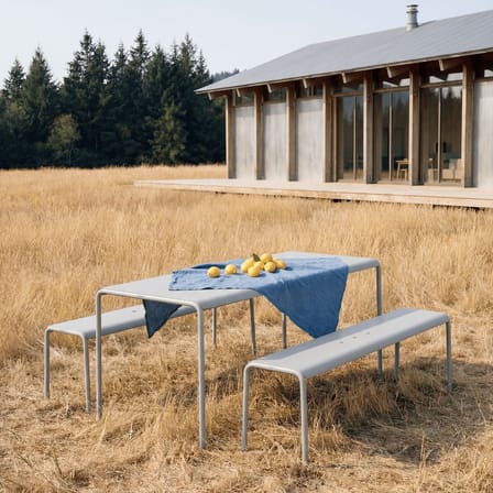 Table rectangulaire Panorama métal gris / 130 x 90 cm - 4 à 6 personnes - TIPTOE