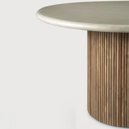 Table ronde Roller Max Outdoor pierre gris / Ø 125 cm - Béton & teck recyclé - Ethnicraft