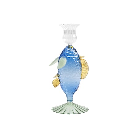 Bougeoir Fish verre bleu - & klevering