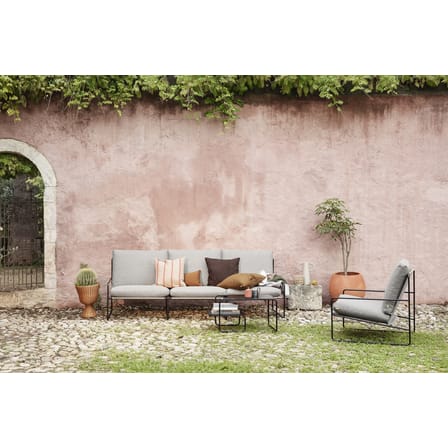 Canapé de jardin 3 places Desert tissu beige pieds noirs / L 233 cm - Ferm Living
