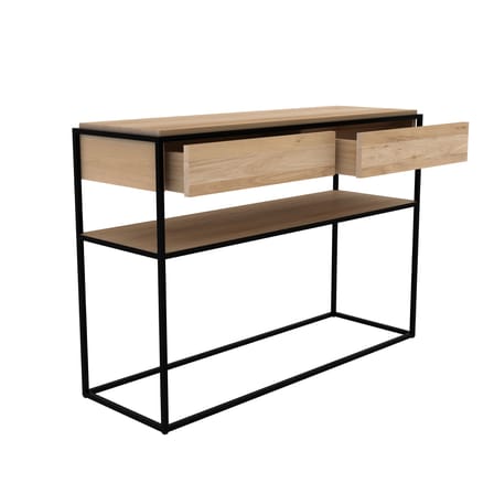 Console Monolit noir bois naturel / L 122 cm / 2 tiroirs - Ethnicraft