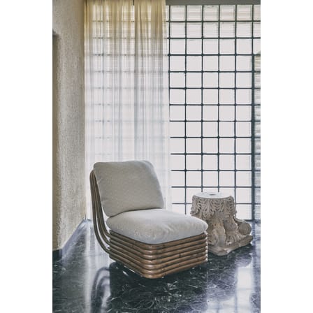 Fauteuil rembourré Bohemian ‘72 tissu fibre végétale blanc beige / Réédition 1972 - Rotin - Gubi