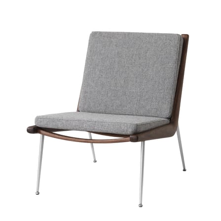 Fauteuil rembourré Boomerang HM1 (1956) tissu gris / Noyer - &tradition