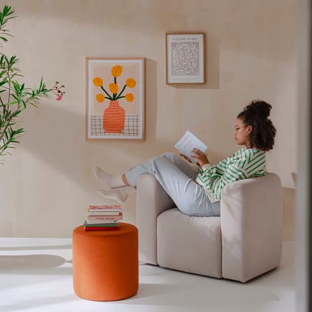Fauteuil rembourré Flom tissu beige - NOO.MA